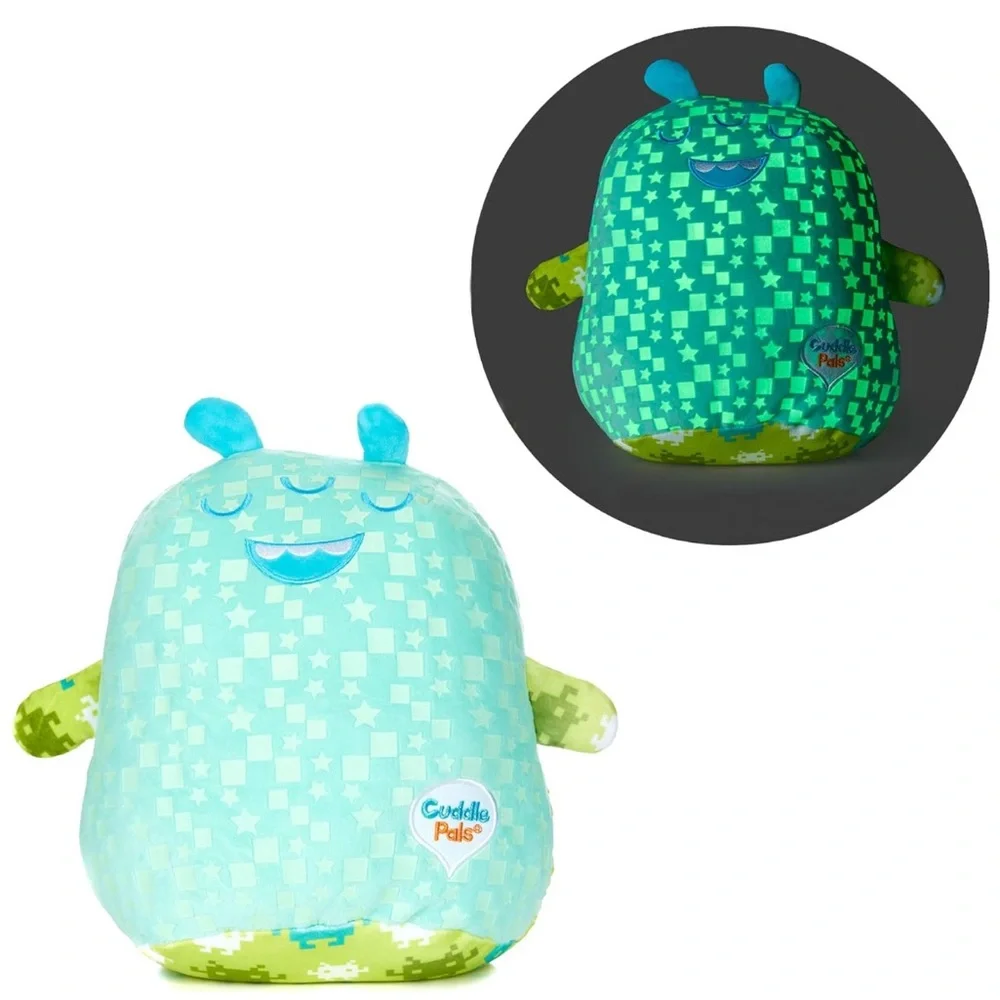 KIDS PREFERRED Two Sided Glow in The Dark Cuddle Pal Pixel The Alien Plush 11.5”